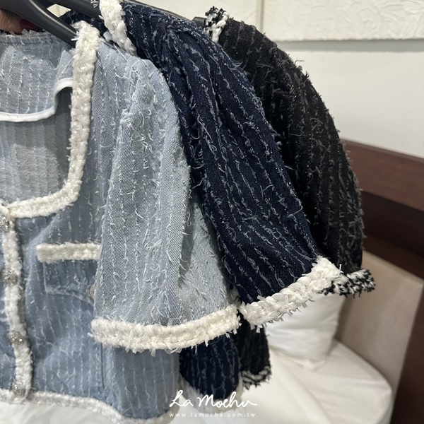 壓扣毛邊小香外套